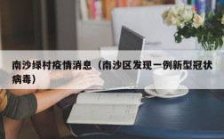南沙绿村疫情消息（南沙区发现一例新型冠状病毒）
